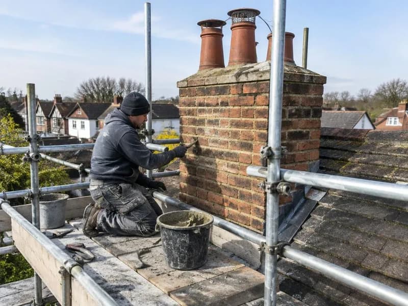 Chimney stack being repointed